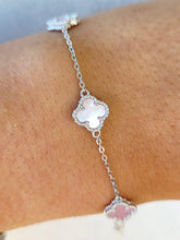 Load image into Gallery viewer, Mini Pink Mother of Pearl Clover Station Bracelet