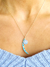 Load image into Gallery viewer, “The Maria” Enamel Moon and Eye Necklace - Gold Plated Sterling Silver