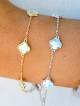 Load image into Gallery viewer, Mini Baby Blue Mother of Pearl Clover Bracelet