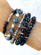 Load image into Gallery viewer, Black Crystal Set of 5 Bracelets