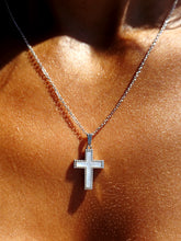 Load image into Gallery viewer, Mother of Pearl Sterling Silver Cross Necklace