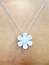 Load image into Gallery viewer, Baguette CZ Flower Necklace - Sterling Silver