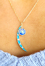 Load image into Gallery viewer, “The Maria” Enamel Moon and Eye Necklace - Gold Plated Sterling Silver