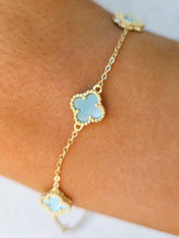 Load image into Gallery viewer, Mini Baby Blue Mother of Pearl Clover Bracelet