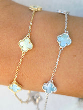 Load image into Gallery viewer, Mini Baby Blue Mother of Pearl Clover Bracelet