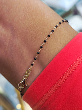 Load image into Gallery viewer, Eye Black Beaded Bracelet - Gold Plated Sterling Silver