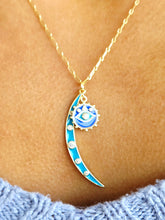 Load image into Gallery viewer, “The Maria” Enamel Moon and Eye Necklace - Gold Plated Sterling Silver