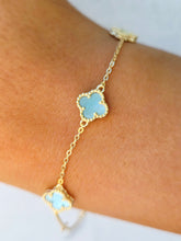 Load image into Gallery viewer, Mini Baby Blue Mother of Pearl Clover Bracelet