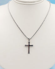 Load image into Gallery viewer, Polished Silver Cross on Rope Chain - Sterling Silver