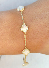 Load image into Gallery viewer, Mini White Mother of Pearl Clover Station Bracelet