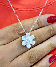 Load image into Gallery viewer, Baguette CZ Flower Necklace - Sterling Silver