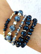 Load image into Gallery viewer, Black Crystal Set of 5 Bracelets