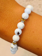 Load image into Gallery viewer, Light Blue White Agate Courage Within Bracelet - TJazelle