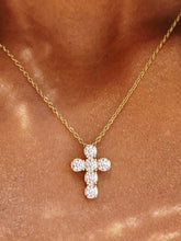 Load image into Gallery viewer, Gold Plated Cross CZ Necklace - Sterling Silver