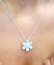 Load image into Gallery viewer, Baguette CZ Flower Necklace - Sterling Silver