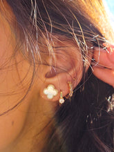 Load image into Gallery viewer, Mini White Mother of Pearl Clover Earrings - Sterling Silver