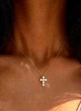 Load image into Gallery viewer, Gold Plated Cross CZ Necklace - Sterling Silver