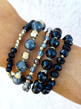 Load image into Gallery viewer, Black Crystal Set of 5 Bracelets