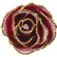 Load image into Gallery viewer, Lacquered Frozen White &amp; Red Rose with Gold Trim