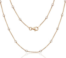 Load image into Gallery viewer, 3.2mm D-C Moon Bead chain, w/Beads - Rose Gold Plated &amp; Sterling Silver