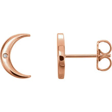 Load image into Gallery viewer, Diamond Crescent Moon Earrings - 14K Rose Gold