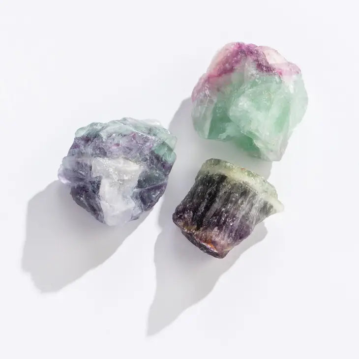 Rough Rainbow Fluorite Stone & Meaning Card