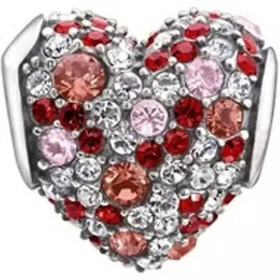 Pink Red & Clear Swarovski Heart Bead - Chamilia