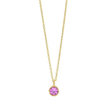 Load image into Gallery viewer, 14K Created Pink Sapphire October Birthstone Necklace