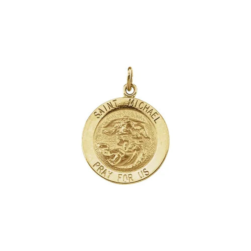 Saint Michael Medal 18mm - 14K Yellow Gold