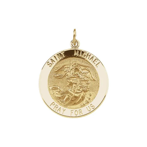 Saint Michael Medal 22mm - 14K Yellow Gold