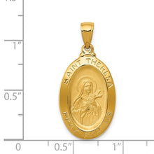 Load image into Gallery viewer, Saint Theresa Oval Medal Pendant - 14K Yellow Gold