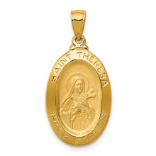 Load image into Gallery viewer, Saint Theresa Oval Medal Pendant - 14K Yellow Gold