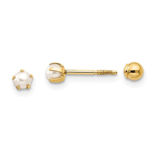 Reversible FW Cultured Pearl and Bead Earrings - 14K Yellow Gold
