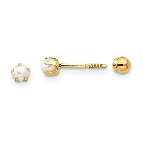 Reversible FW Cultured Pearl and Bead Earrings - 14K Yellow Gold