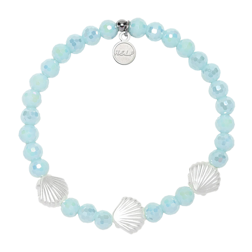 Ocean Defenders Alliance Stacker: Aqua Crystal and Shells Bracelet