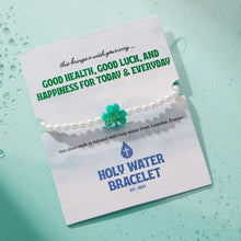 Load image into Gallery viewer, Lucky Shamrock Holy Water Stretch Bracelet in Pearl