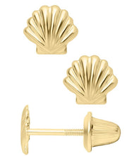 Load image into Gallery viewer, Shell Safety Back Stud Earrings - 14K Yellow Gold