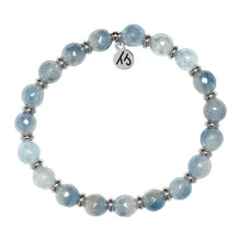 Load image into Gallery viewer, Aquamarine Jade &amp; Silver Empowered Elegance Beaded Bracelet - TJazelle