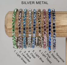 Load image into Gallery viewer, Silver with Rhinestone Flexible &amp; Stackable Bangle Bracelet