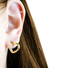 Load image into Gallery viewer, Small Open Heart Hoops Earrings