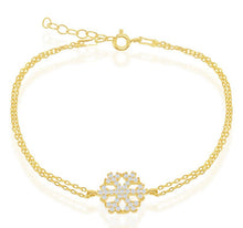 Load image into Gallery viewer, Double-Strand Chain w/Center CZ Snowflake Bracelet - Gold Plated