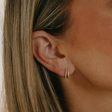 Load image into Gallery viewer, Split CZ Huggie Hoops - Chloe and Lois