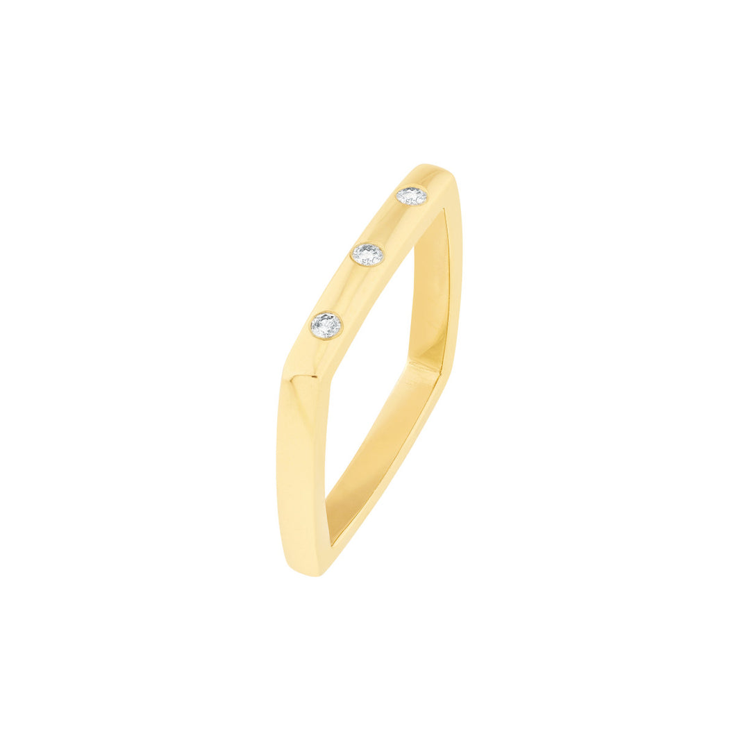 Bold Diamond Square Band Ring - 14K Yellow Gold