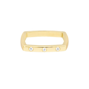 Bold Diamond Square Band Ring - 14K Yellow Gold