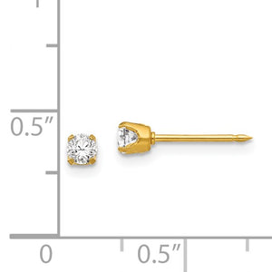 Gold Plated Stainless Steel Cubic Zirconia Piercing Earrings