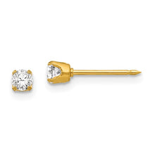 Load image into Gallery viewer, Gold Plated Stainless Steel Cubic Zirconia Piercing Earrings