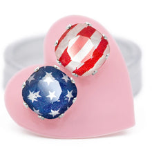 Load image into Gallery viewer, Stars &amp; Stripes Cushion Sterling Silver Stud Earrings - JoJoLovesYou