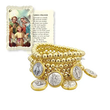 Load image into Gallery viewer, St. Benedict Catholic Gold Beaded Stretch Bracelet -Love Lisa