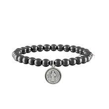 Load image into Gallery viewer, St. Benedict Catholic Gold Beaded Stretch Bracelet -Love Lisa