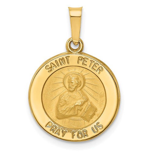 St Peter Medal Hollow Pendant - 14K Yellow Gold
